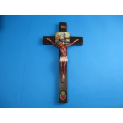 Krzyż pasyjny końca czasów serca Jezusowego drewniany 40 cm